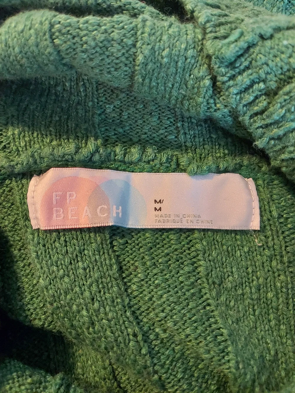 Free People FP Beach Green Ribbed Knit Cowl Turtleneck Maxi Sweater Dress M